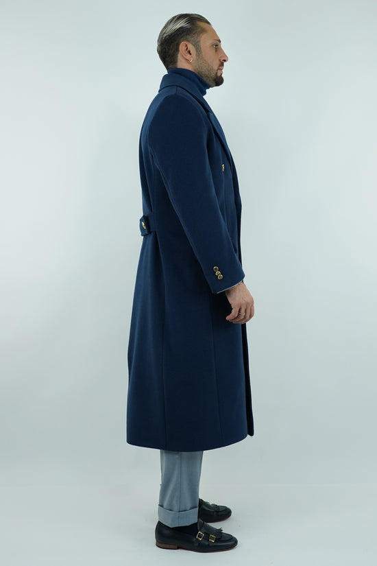 Cappotto Raglan Spigato Zaffiro con bottoni oro
