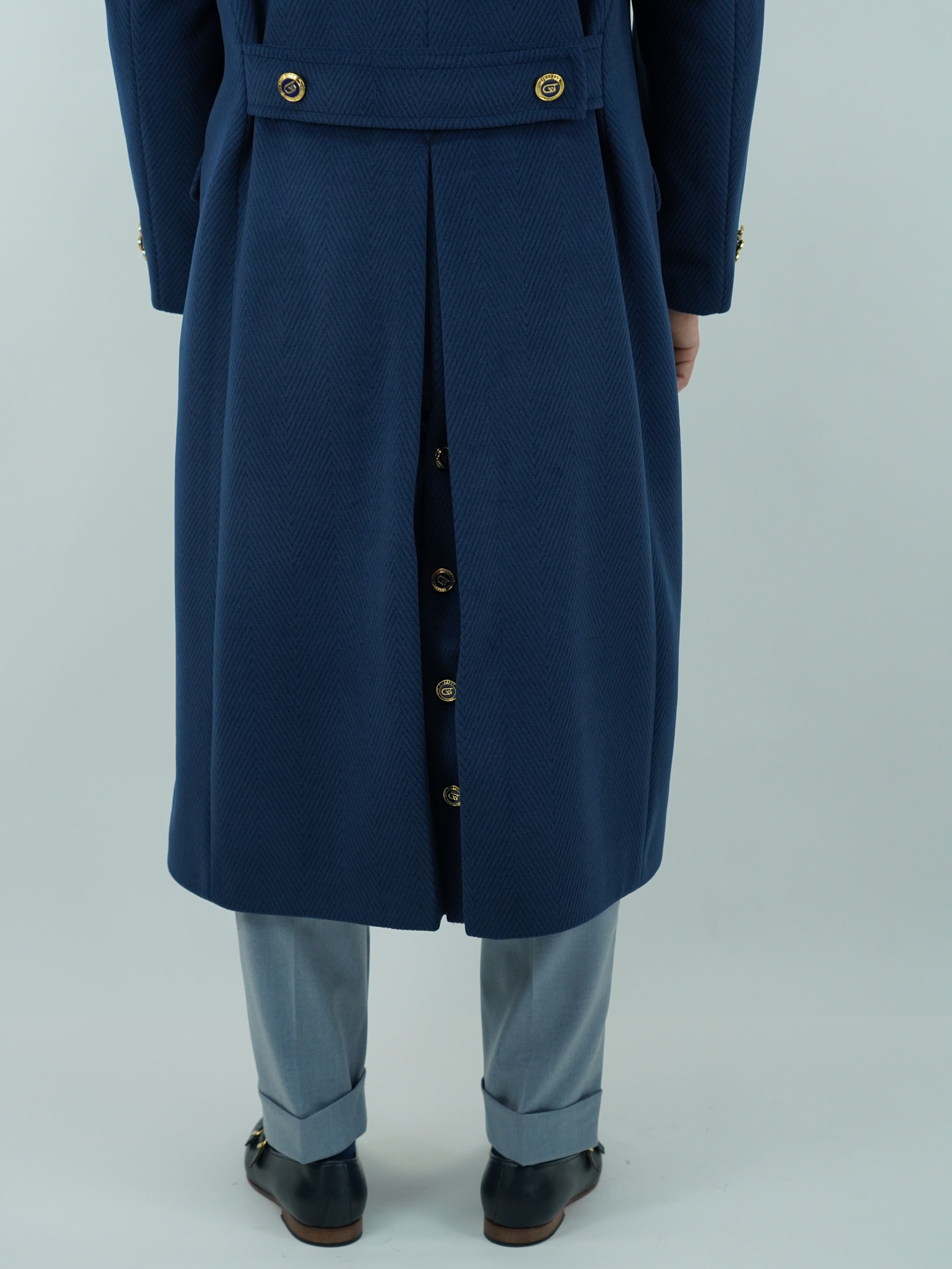 Cappotto Raglan Spigato Zaffiro con bottoni oro