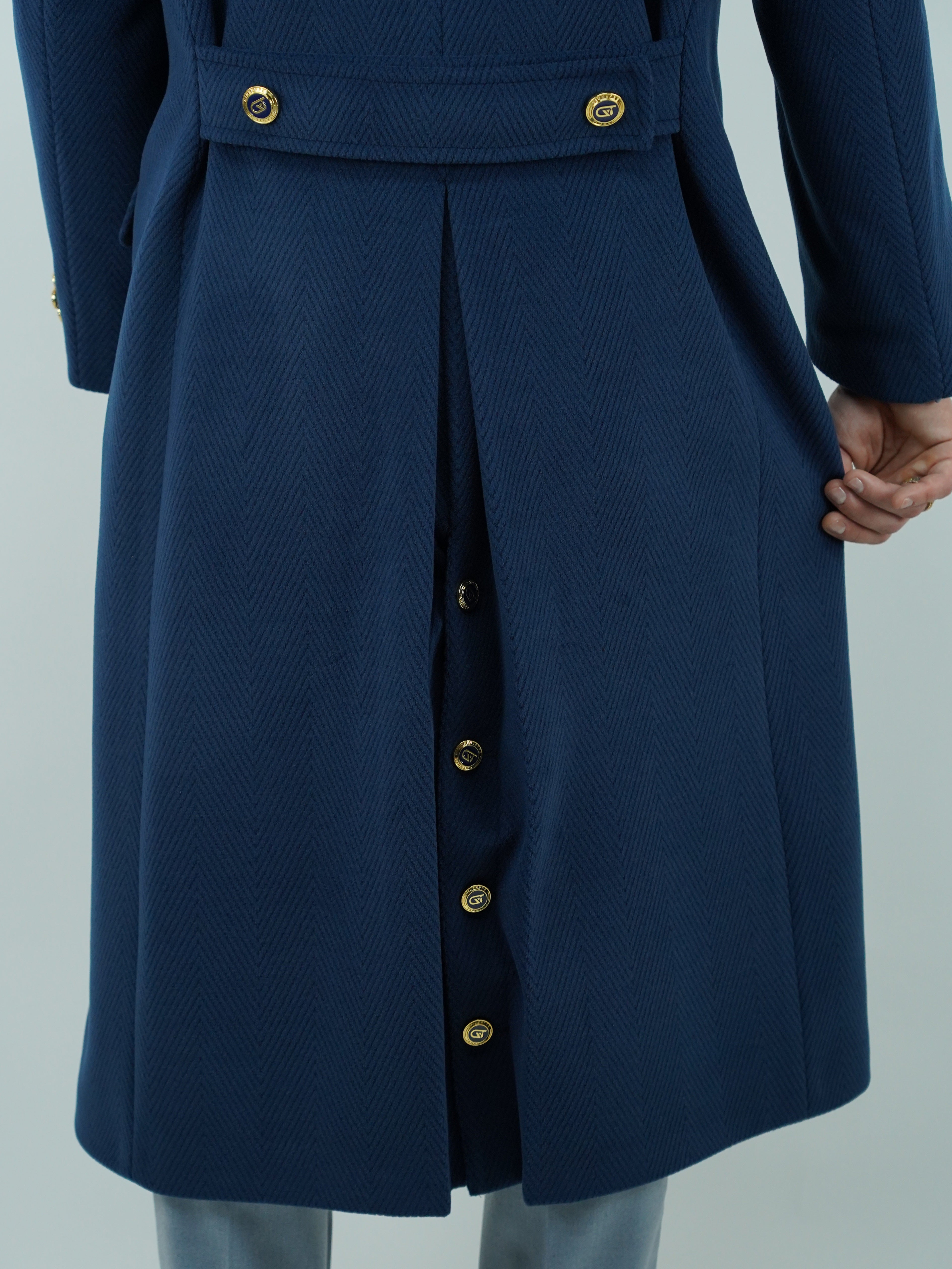 Cappotto Raglan Spigato Zaffiro con bottoni oro