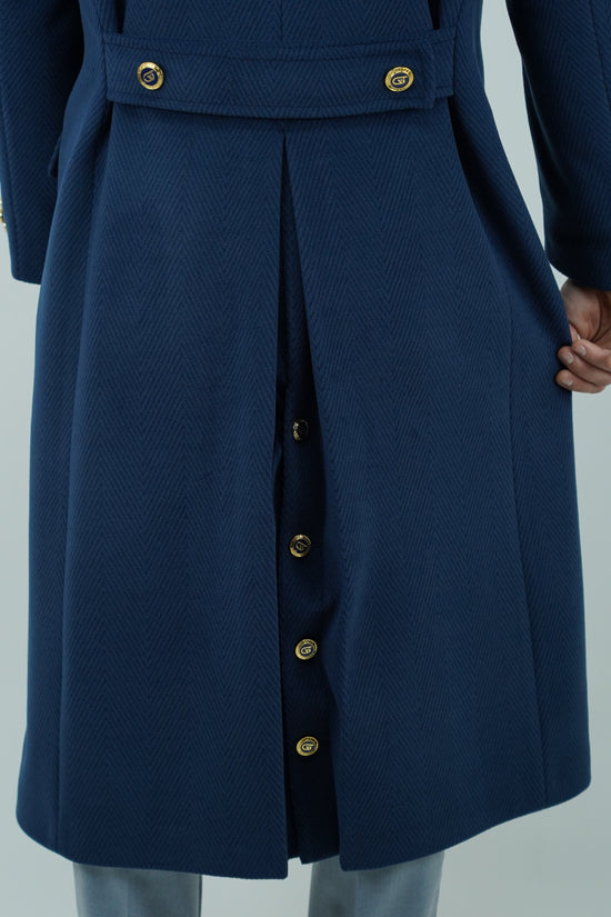 Cappotto Raglan Spigato Zaffiro con bottoni oro