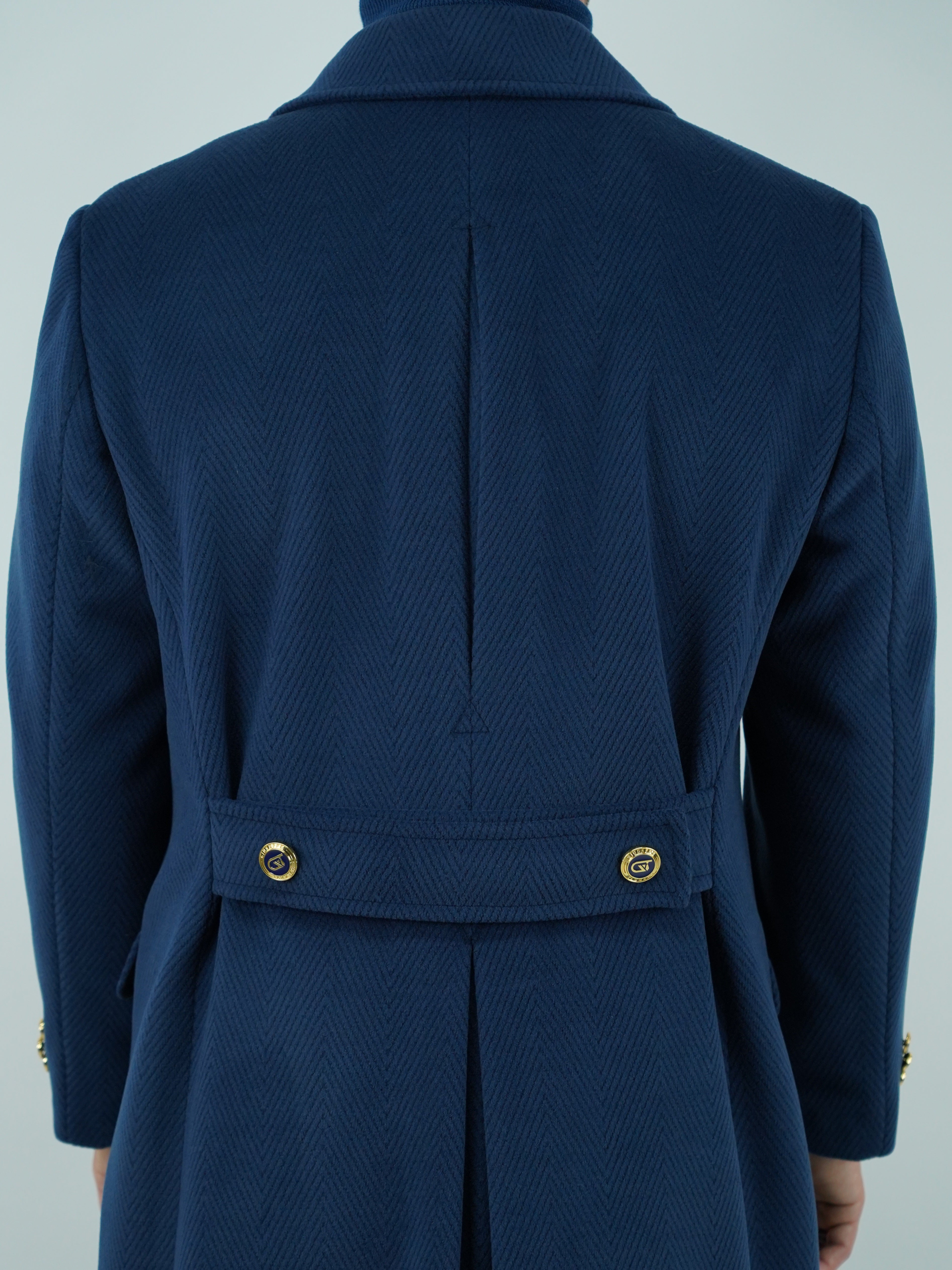 Cappotto Raglan Spigato Zaffiro con bottoni oro