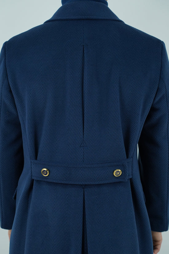 Cappotto Raglan Spigato Zaffiro con bottoni oro