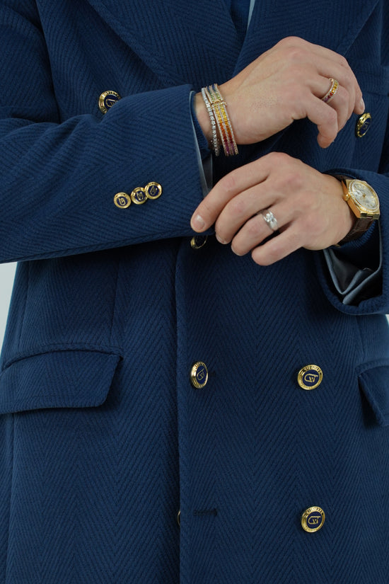 Cappotto Raglan Spigato Zaffiro con bottoni oro