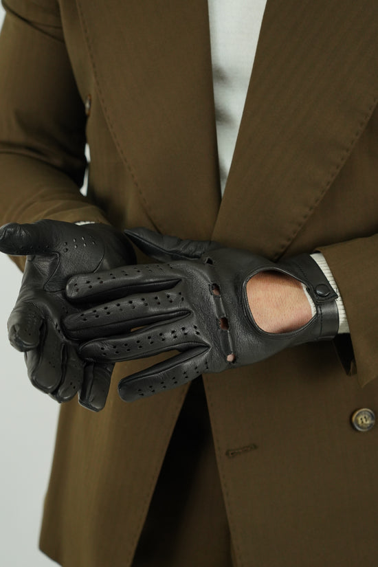 Guanto forato in pelle di capra testa di moro