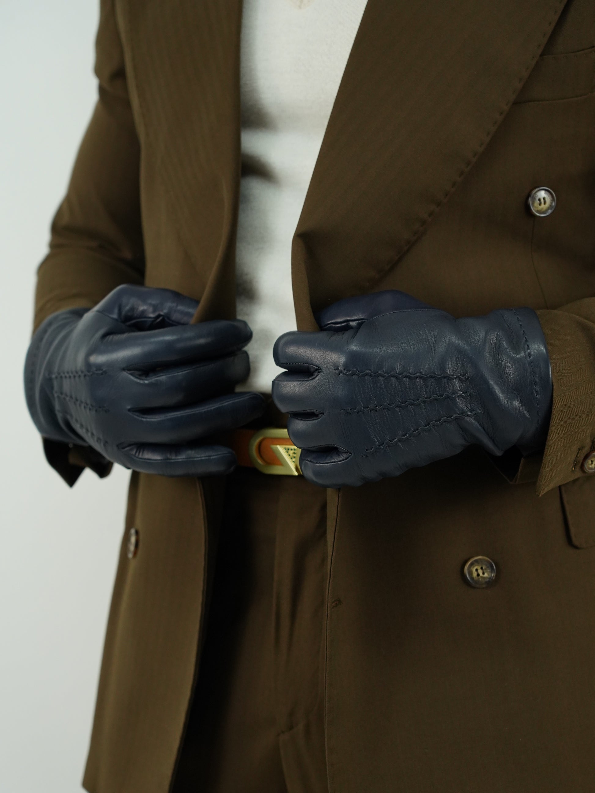 Guanto classic in pelle di capra blu