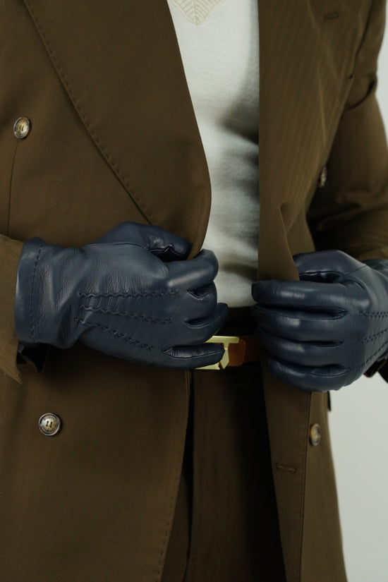 Guanto classic in pelle di capra blu