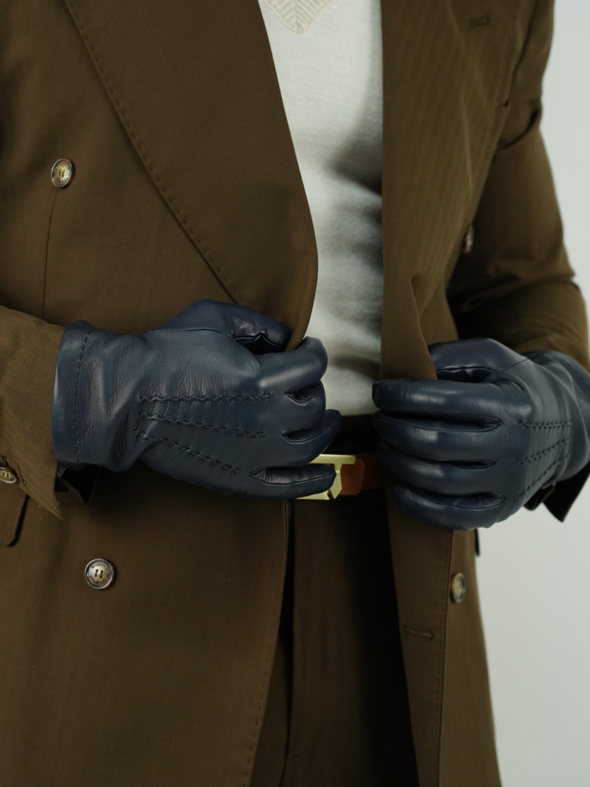 Guanto classic in pelle di capra blu