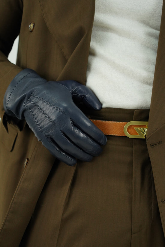 Guanto classic in pelle di capra blu