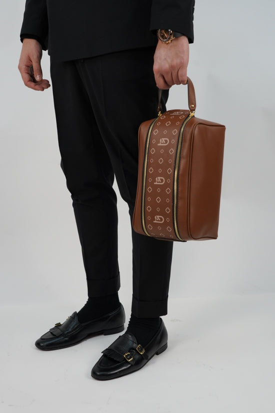 Beauty case monogram cuoio