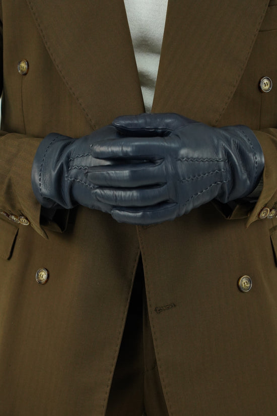 Guanto classic in pelle di capra blu