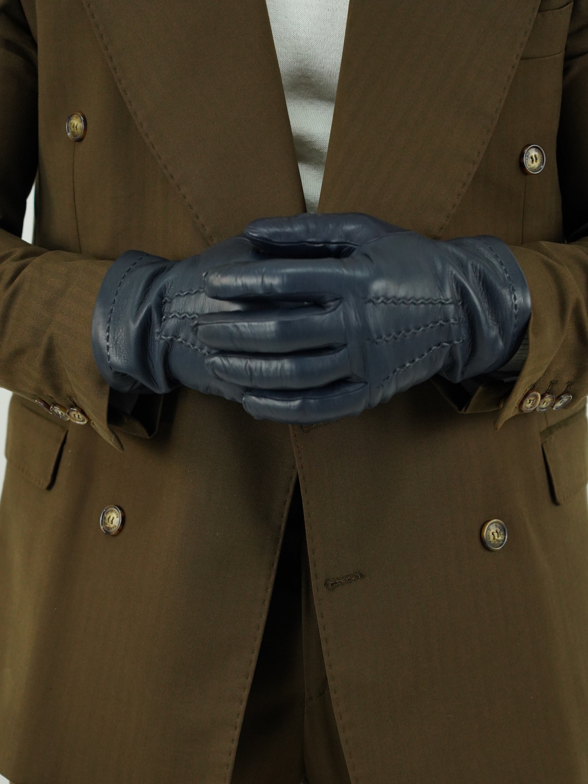 Guanto classic in pelle di capra blu