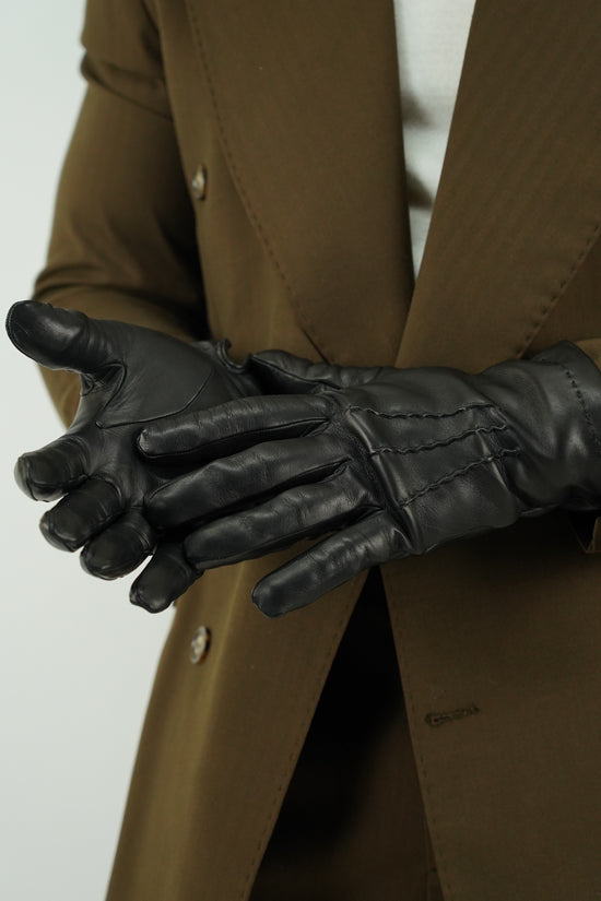 Guanto classic in pelle di capra nero