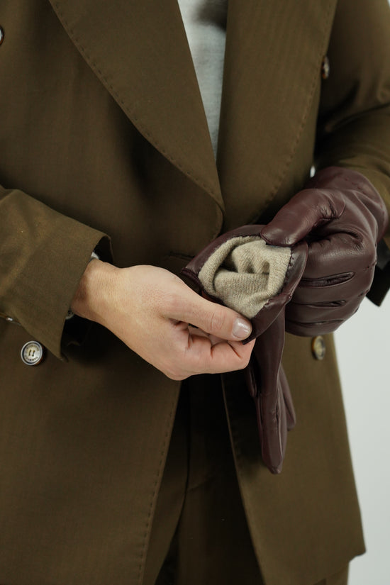 Guanto classic in pelle capra bordeaux