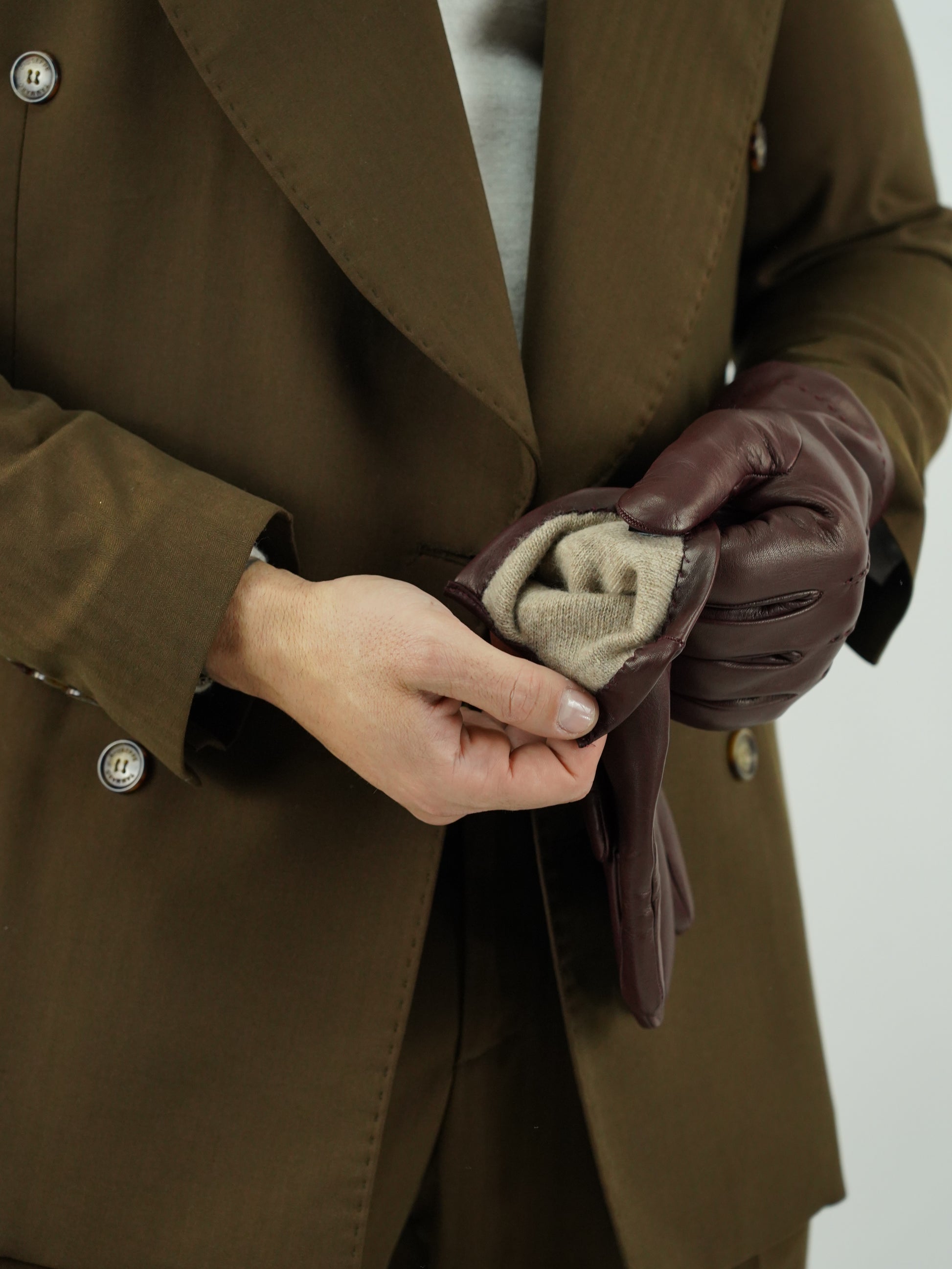 Guanto classic in pelle capra bordeaux