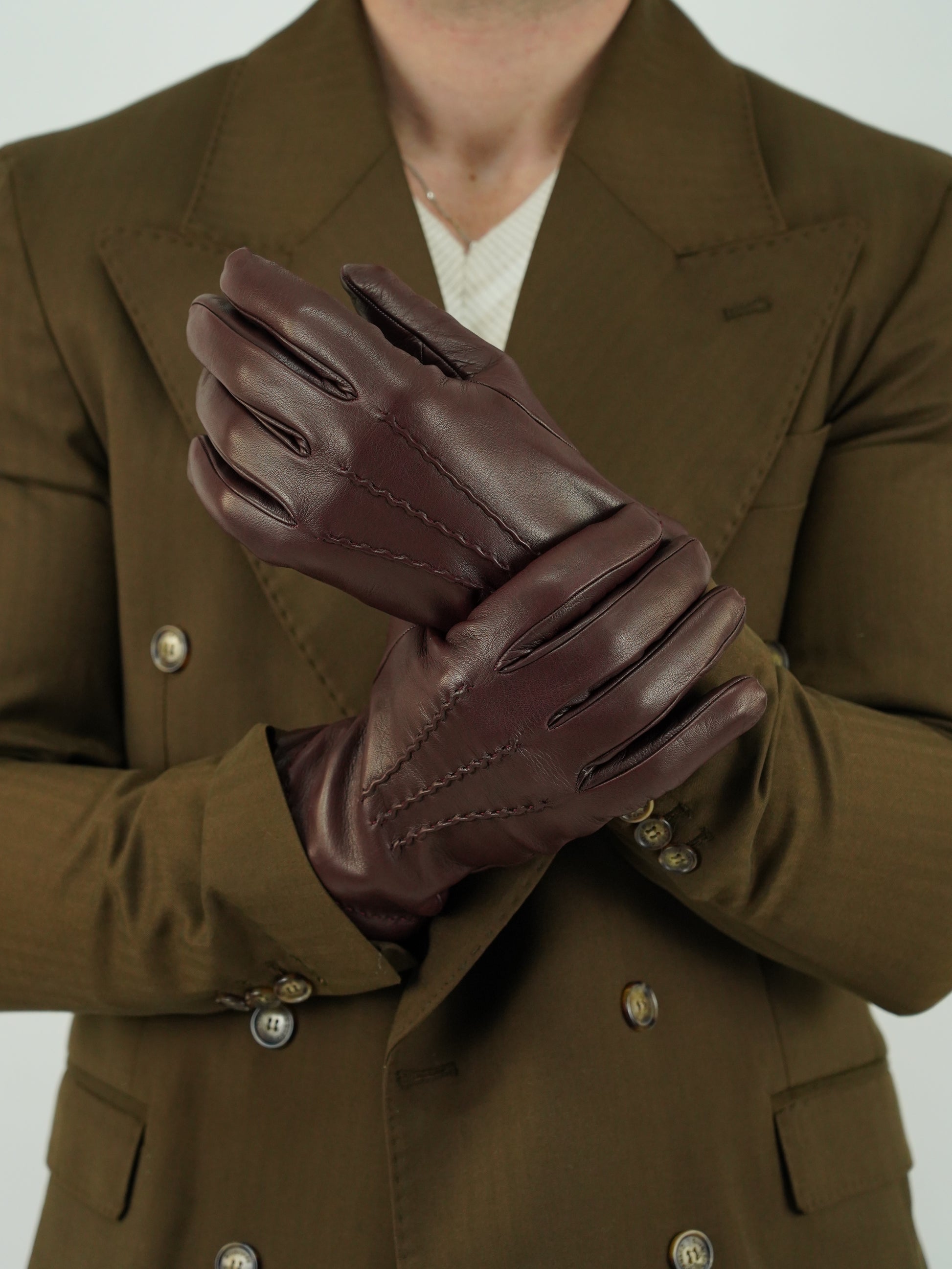 Guanto classic in pelle capra bordeaux