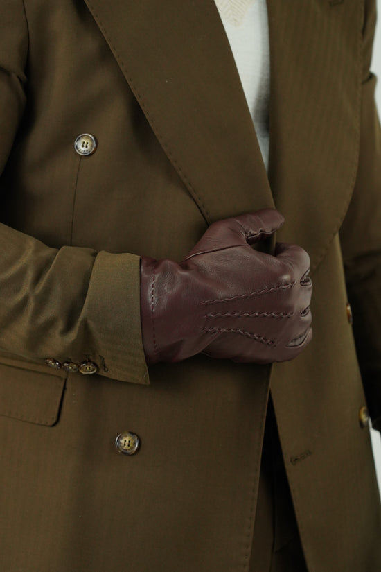 Guanto classic in pelle capra bordeaux