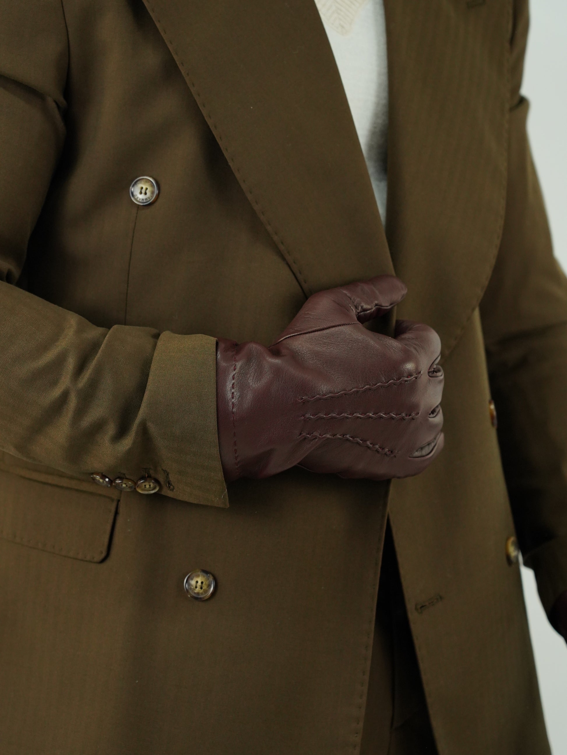 Guanto classic in pelle capra bordeaux