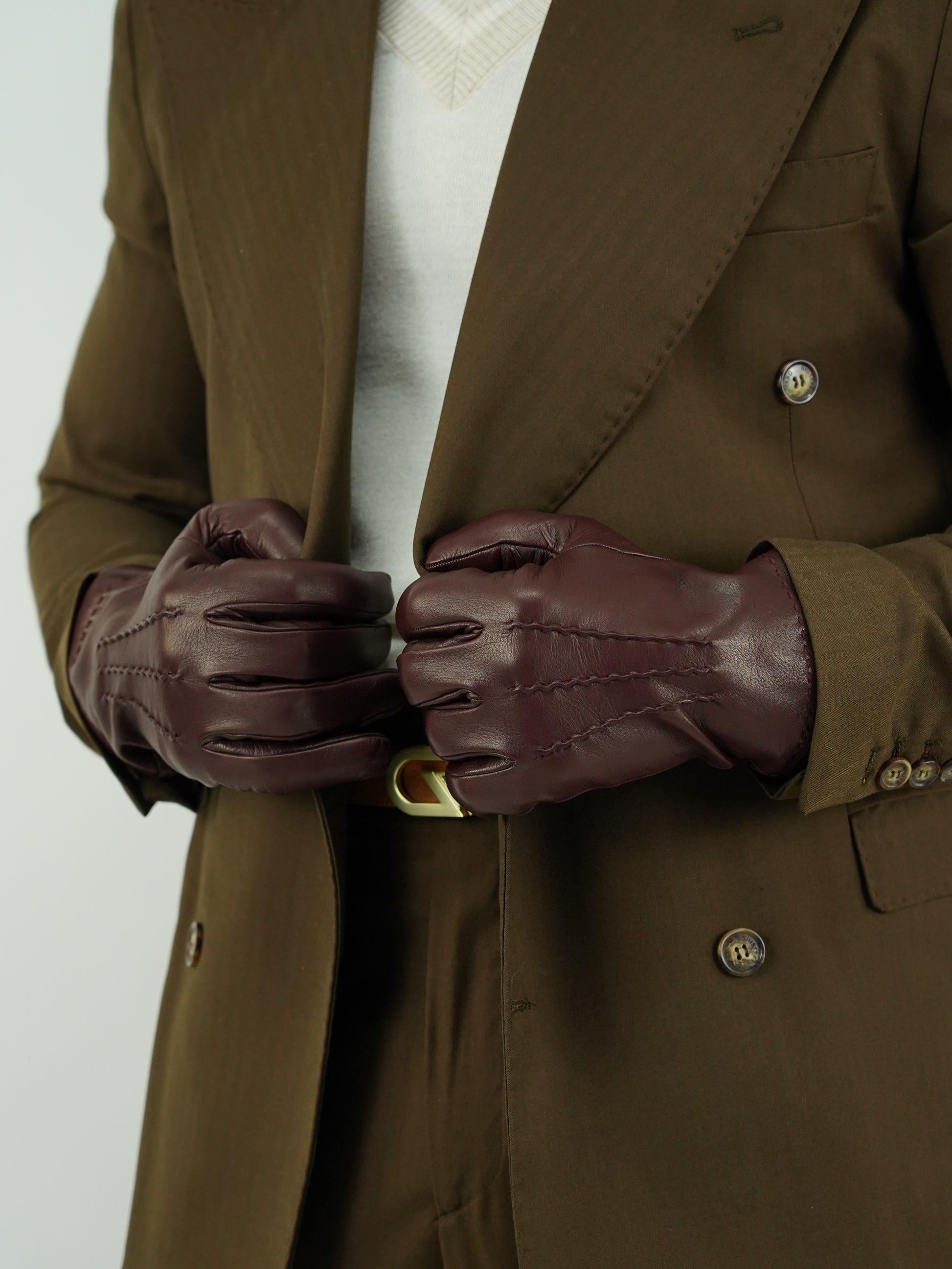 Guanto classic in pelle capra bordeaux