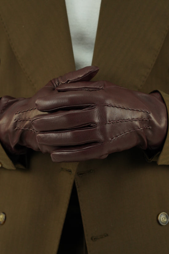 Guanto classic in pelle capra bordeaux