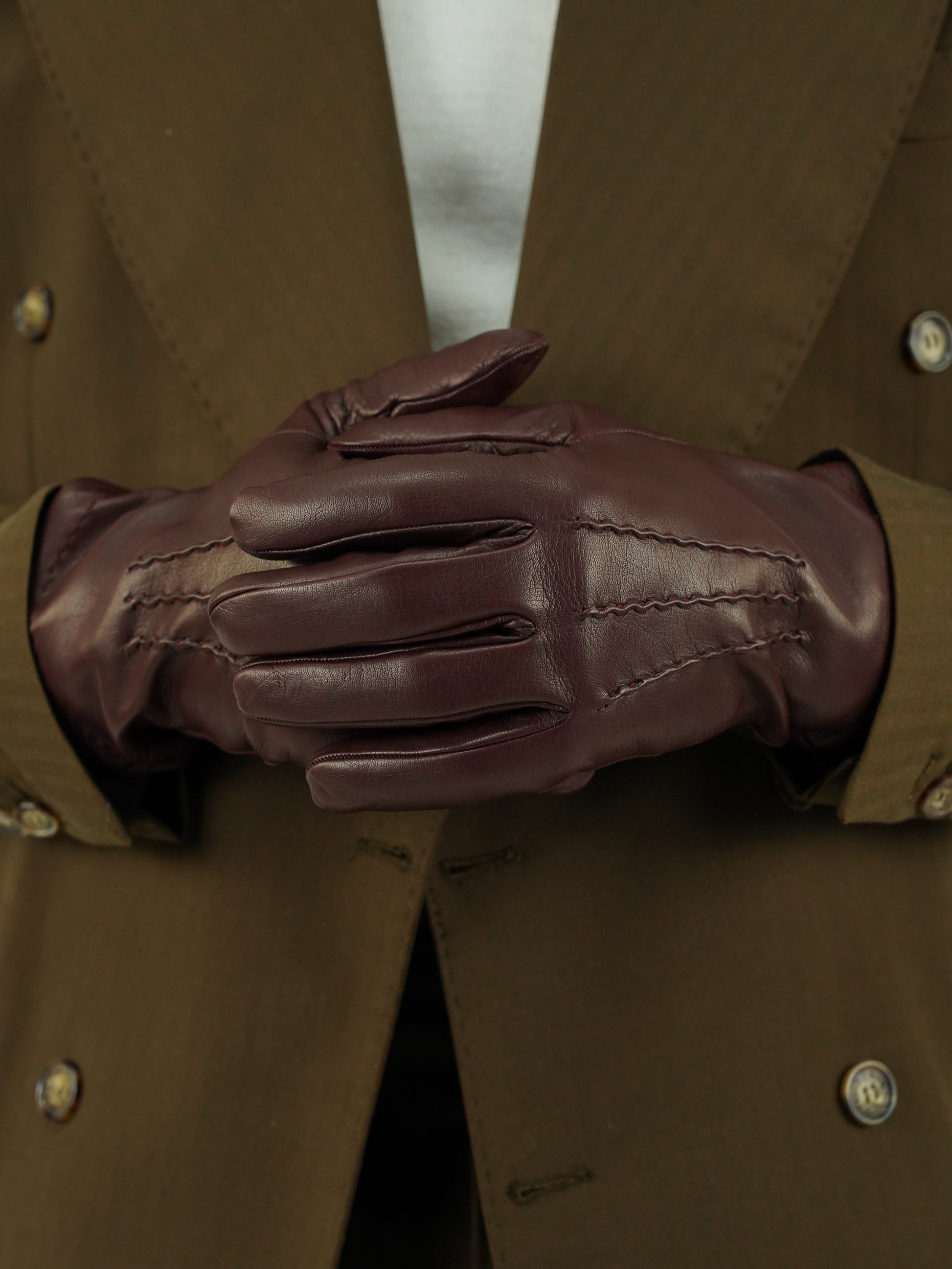 Guanto classic in pelle capra bordeaux