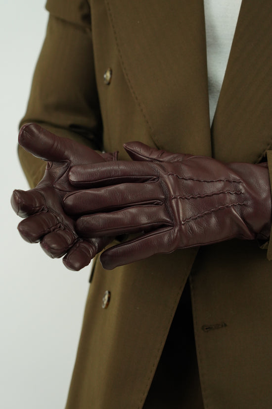 Guanto classic in pelle capra bordeaux