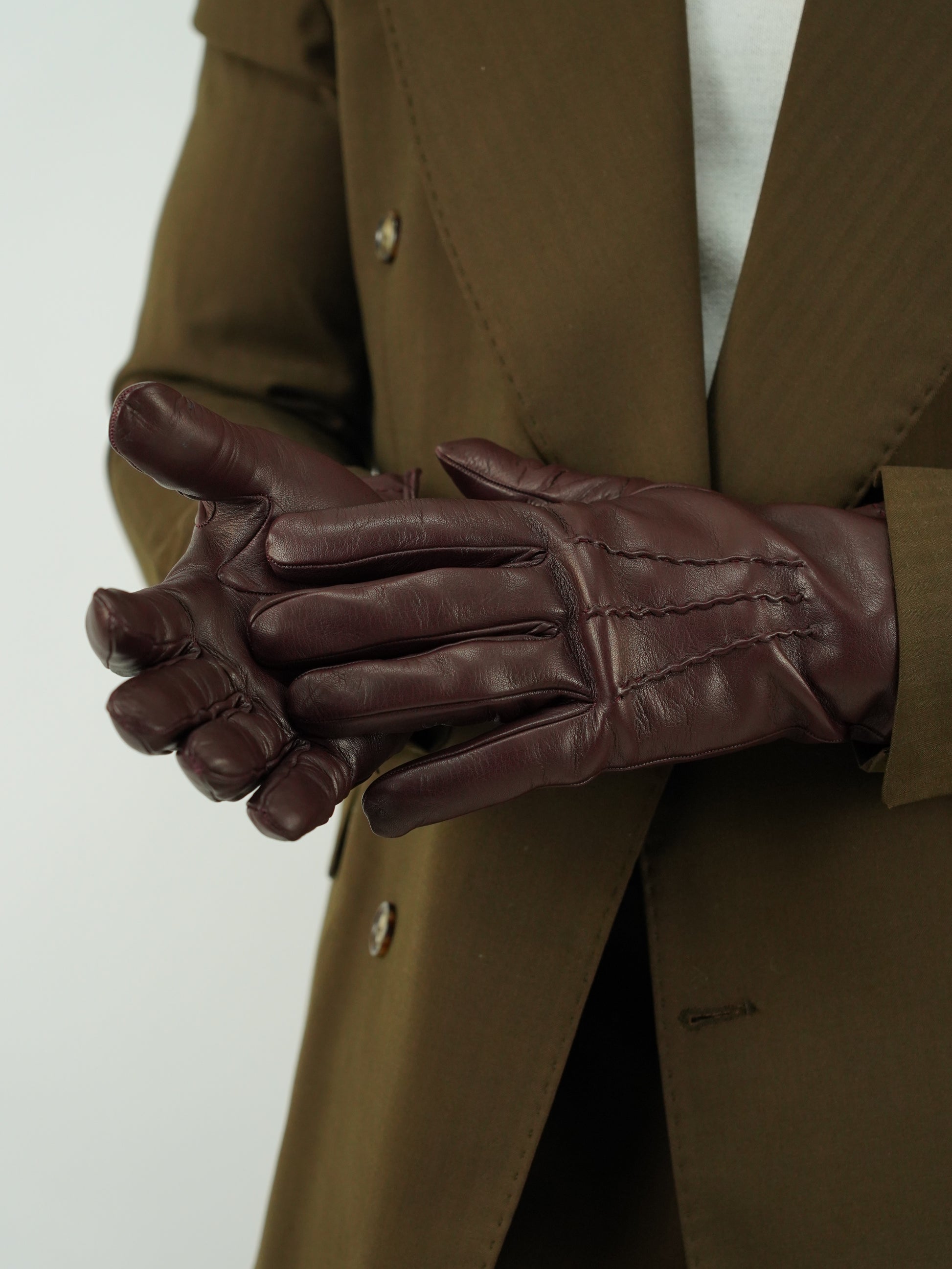 Guanto classic in pelle capra bordeaux