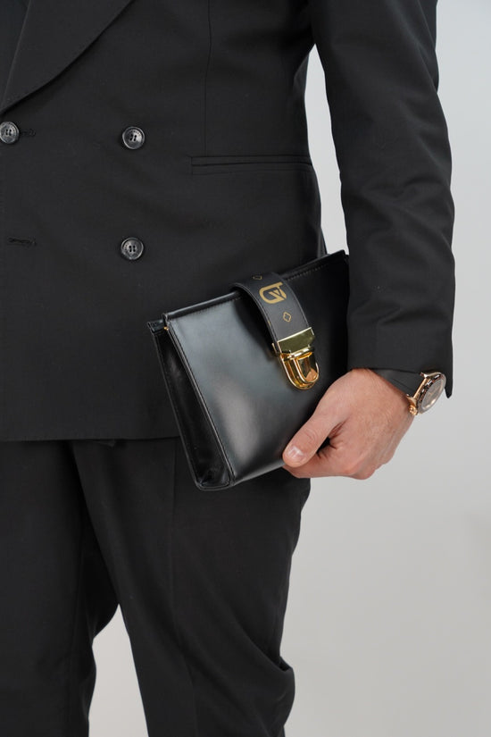 Pochette monogram nera