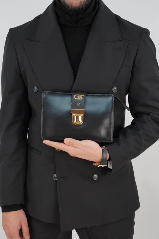 Pochette monogram nera