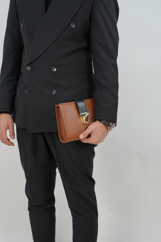 Pochette double color cuoio