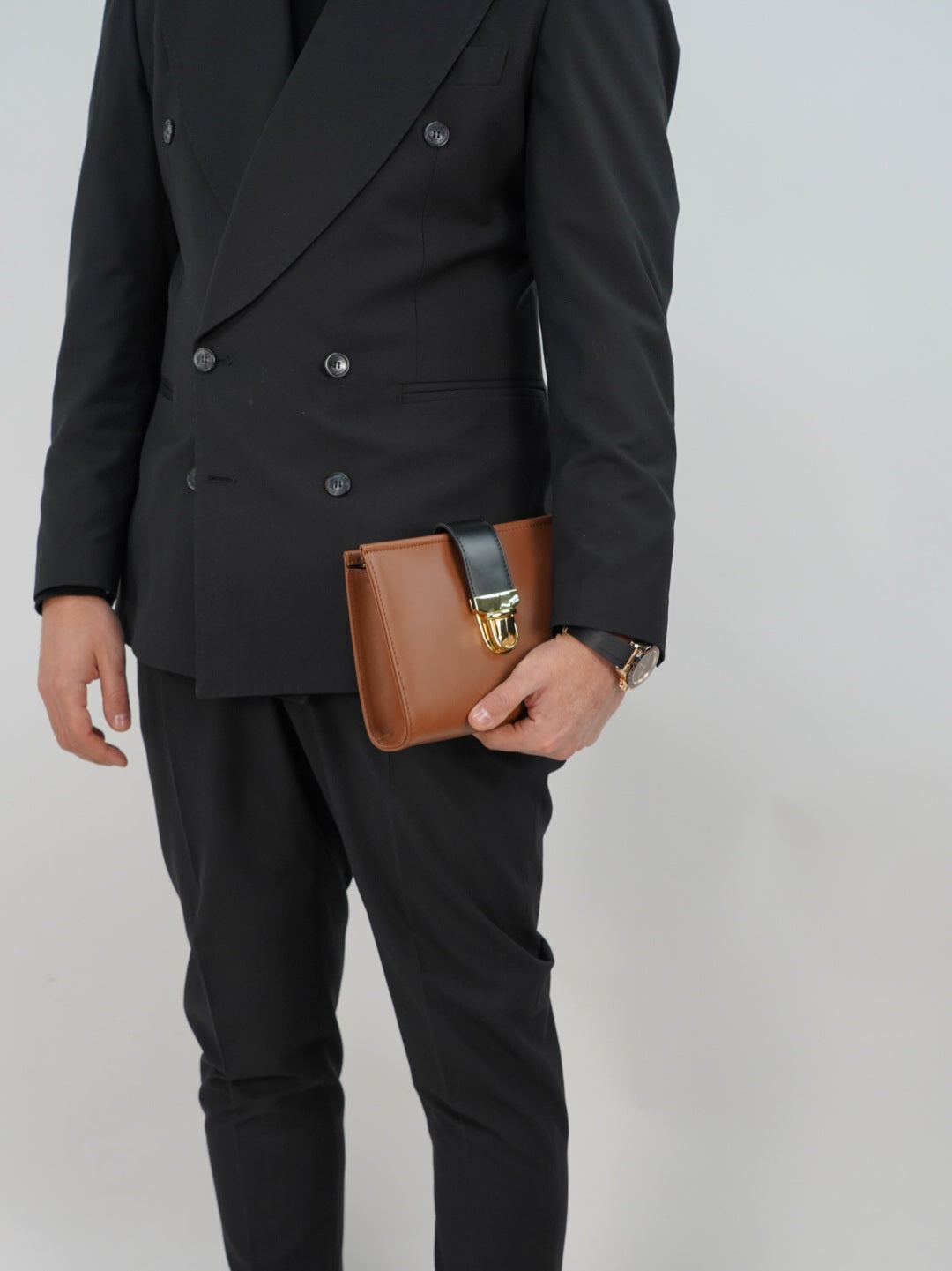 Pochette double color cuoio