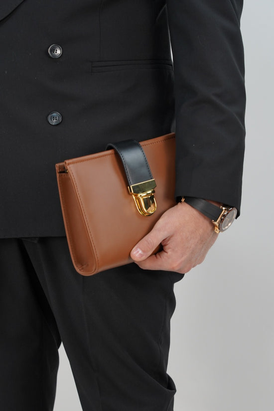 Pochette double color cuoio