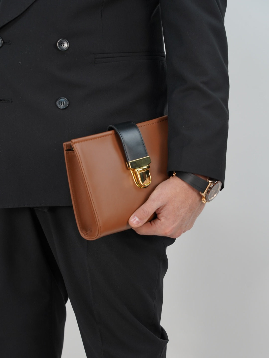 Pochette double color cuoio