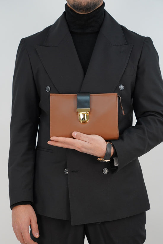 Pochette double color cuoio