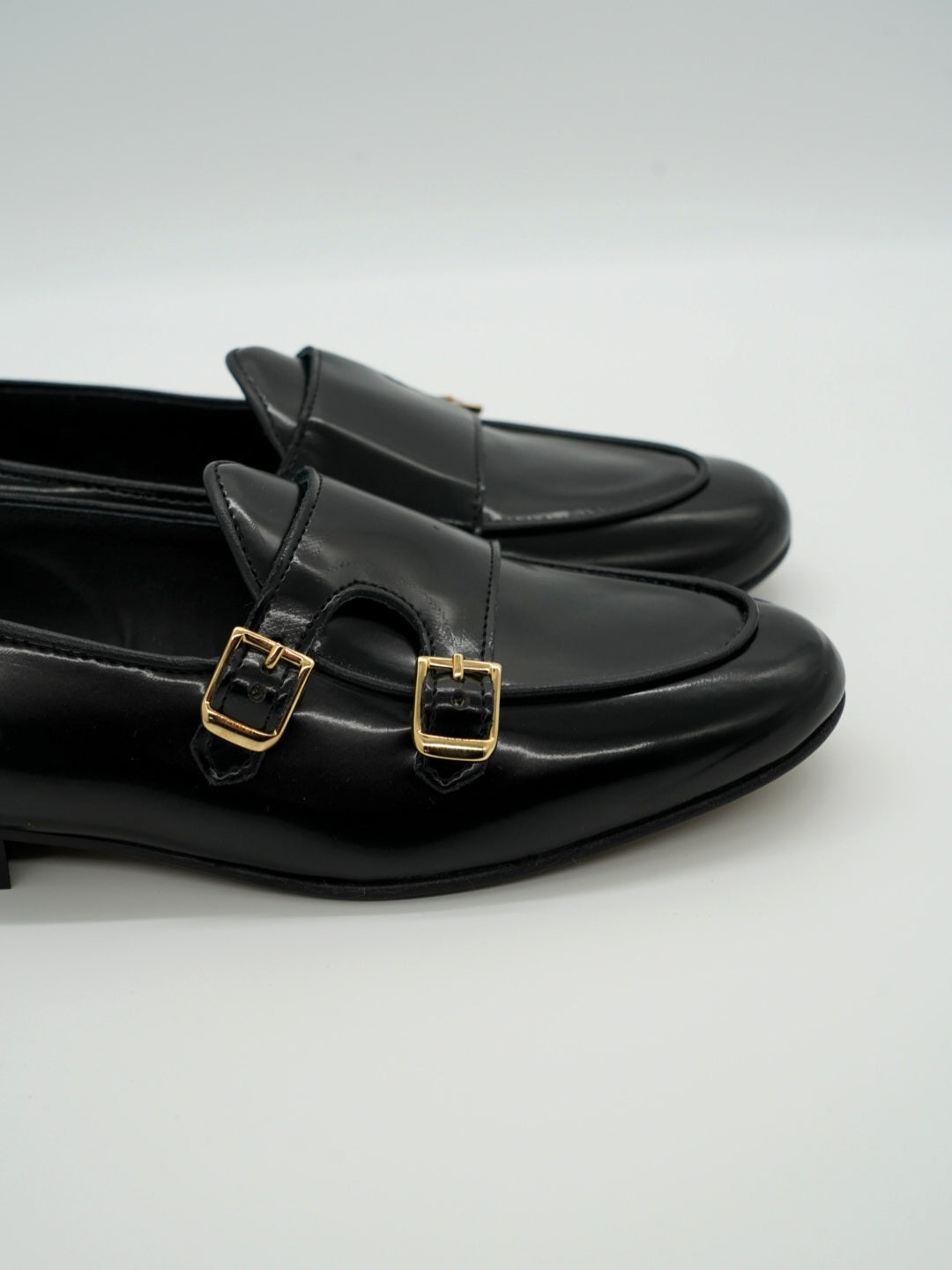 Mocassini doppia fibbia abrasivato nero