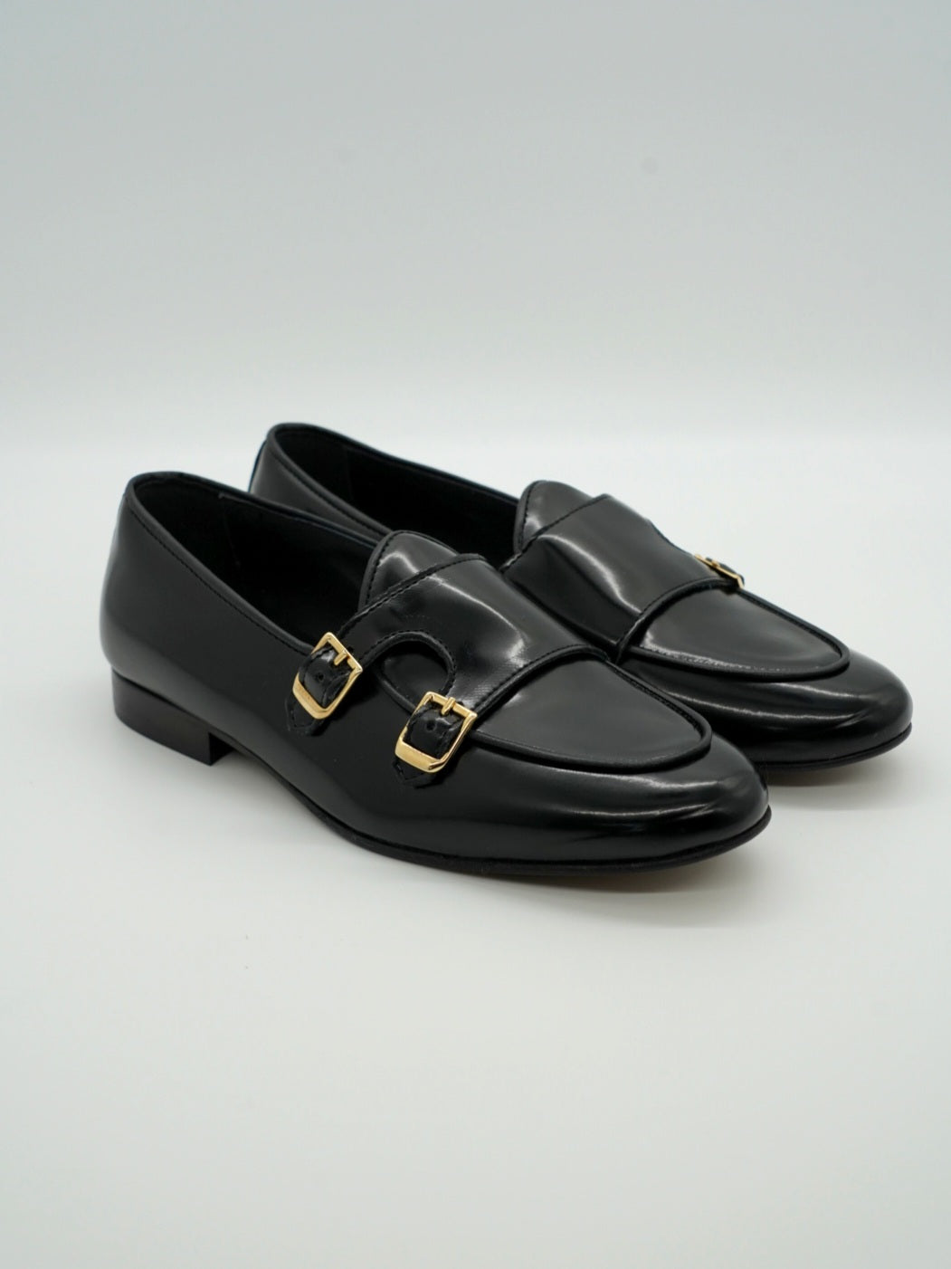 Mocassini doppia fibbia abrasivato nero