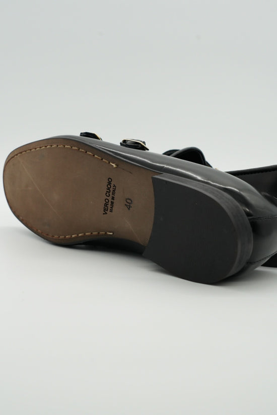 Mocassini doppia fibbia abrasivato nero