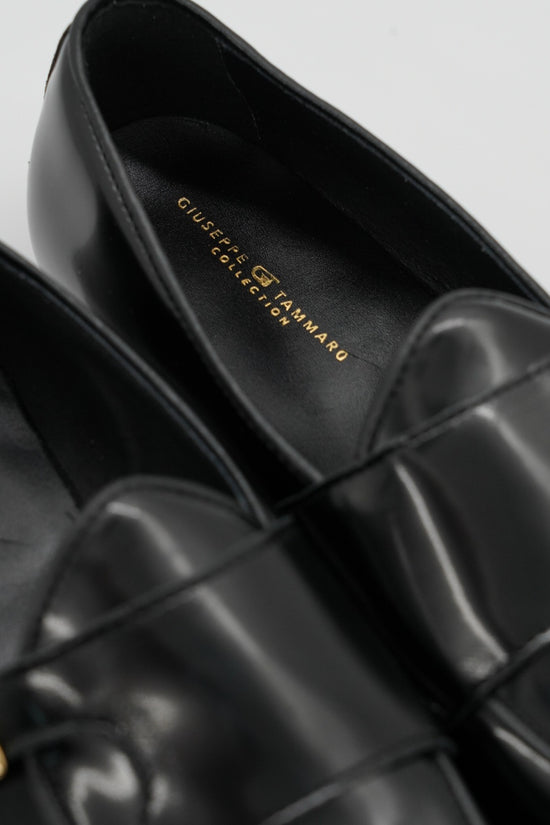 Mocassini doppia fibbia abrasivato nero