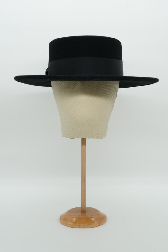 Cappello a cilindro piatto in feltro Nero