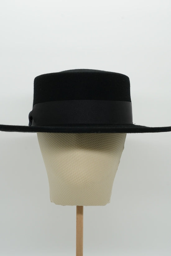 Cappello a cilindro piatto in feltro Nero