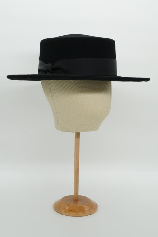 Cappello a cilindro piatto in feltro Nero