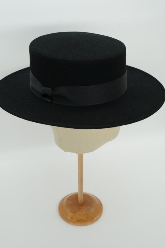 Cappello a cilindro piatto in feltro Nero