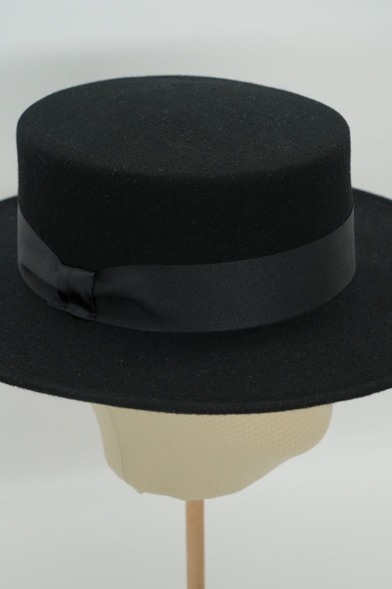 Cappello a cilindro piatto in feltro Nero