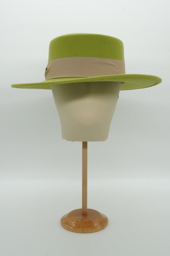 Cappello a cilindro piatto in feltro verde trifoglio