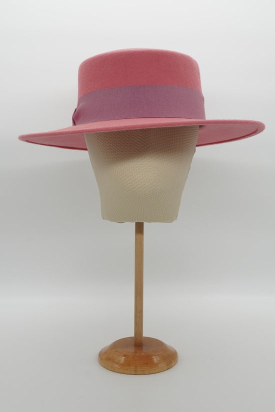 Cappello a cilindro piatto in feltro rosa