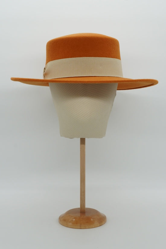 Cappello a cilindro piatto in feltro rame