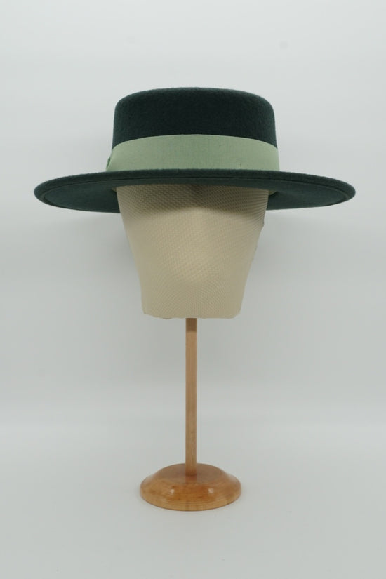 Cappello a cilindro piatto in feltro Verde petrolio