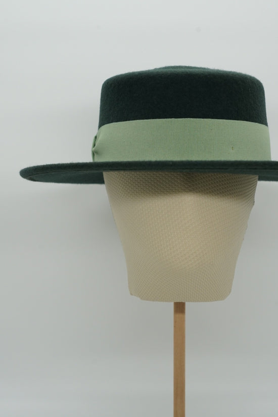 Cappello a cilindro piatto in feltro Verde petrolio