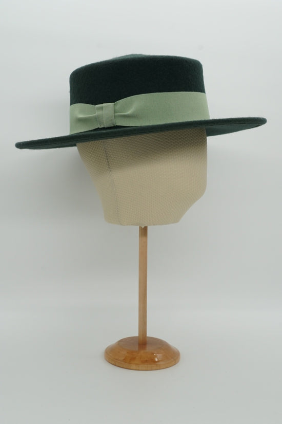 Cappello a cilindro piatto in feltro Verde petrolio