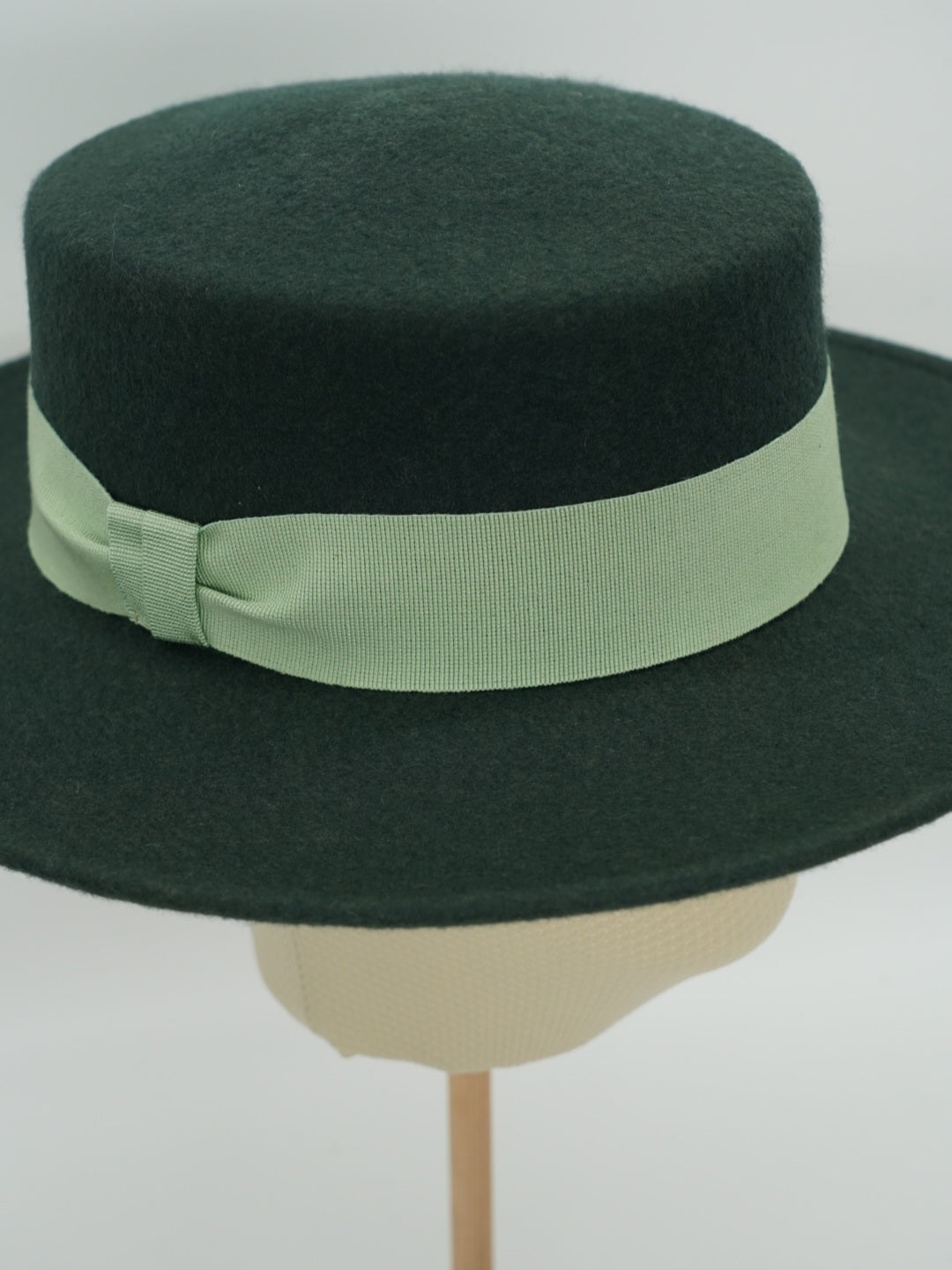 Cappello a cilindro piatto in feltro Verde petrolio