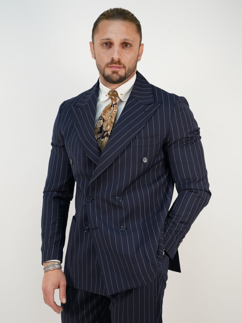Giacca Doppio Petto Lancia - Linea Harmonious | Blu Gessato